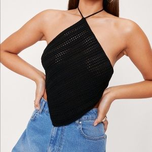 BRAND NEW NEVER WORN! black nasty gal crotchet halter top size L size 10